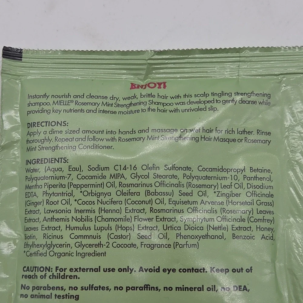 NEW Lot Of 10 Mielle Rosemary Mint Strengthening Shampoo Single 1.75 fl oz Packs
